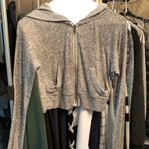 Out from under cropped grey very soft zip up!